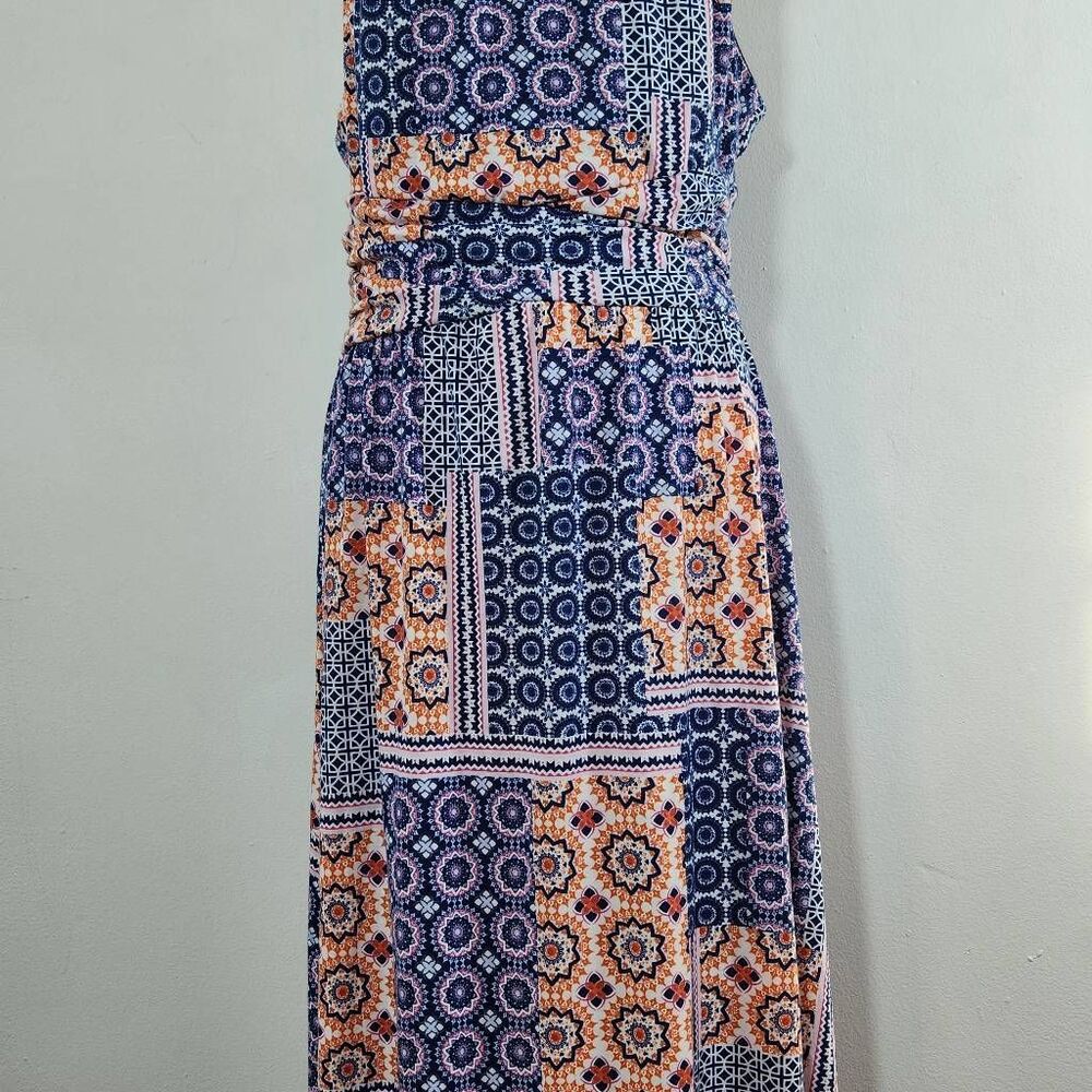 Kut from the Kloth Blue and Orange Boho Maxi Dress Size 12 Patchwork Boho Dress - Picture 4 of 10